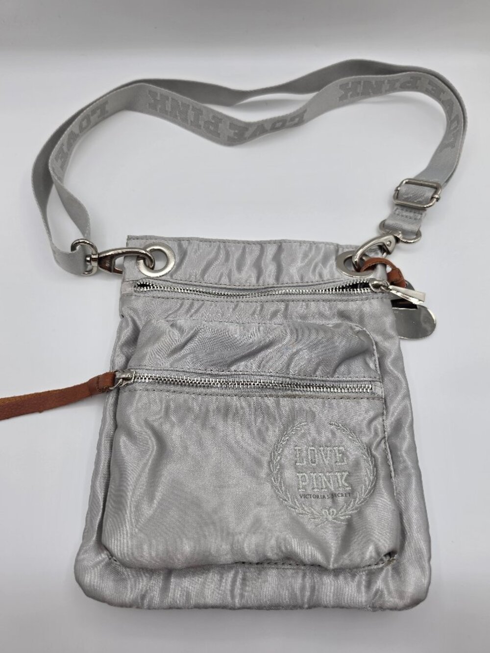 Victoria's Secret PINK — Silver Nylon Crossbody Bag